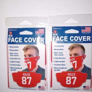 Set of 2: Travis Kelce KC #87 NFLPA Fan Masks Face Covers New